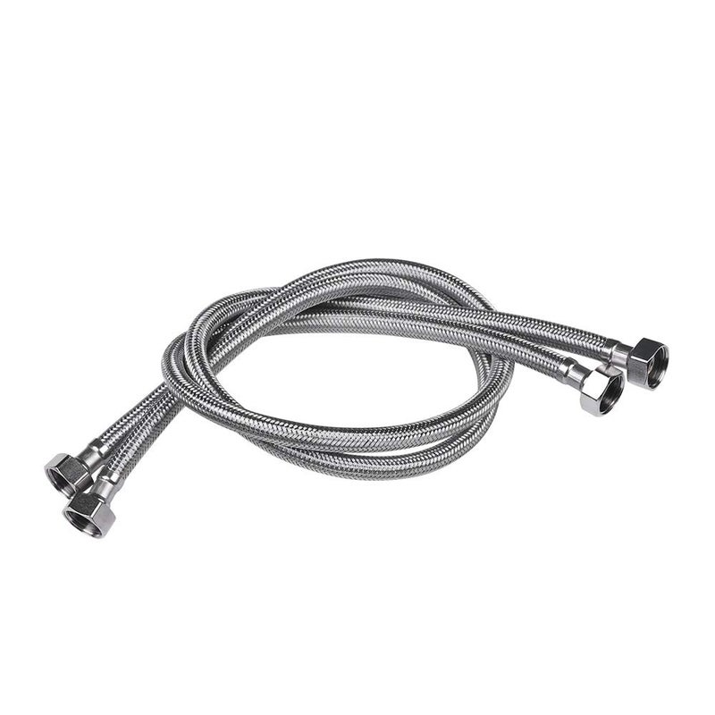 Vataler Faucet Line Connector Braided 304 Stainless Steel Supply Hose 1/2" I.P. Female Thread to 1/2" I.P. Female Straight Thread Faucet Hose Replacement (One Pair) - Image 1